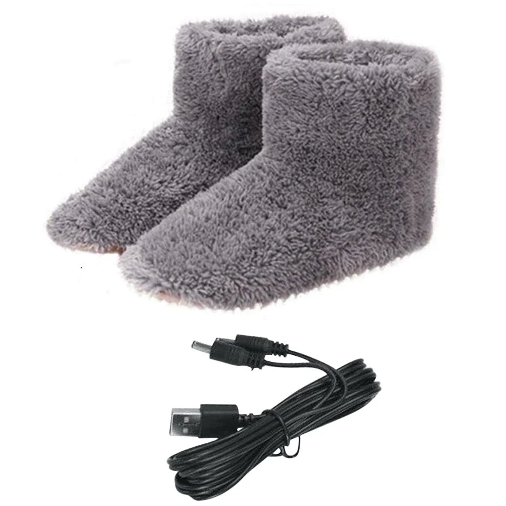 Women Men Electric Heating Shoes Washable USB Heated Shoes Rechargeable Foot Warmer Couples Home Shoes for Winter