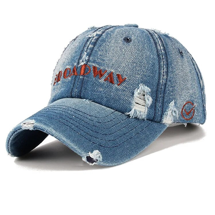 Snapback Women's Distressed Hole Embroidery Simple Baseball Cap For Women Men Fashion Female Outdoor Leisure Cowboy Hat Caps
