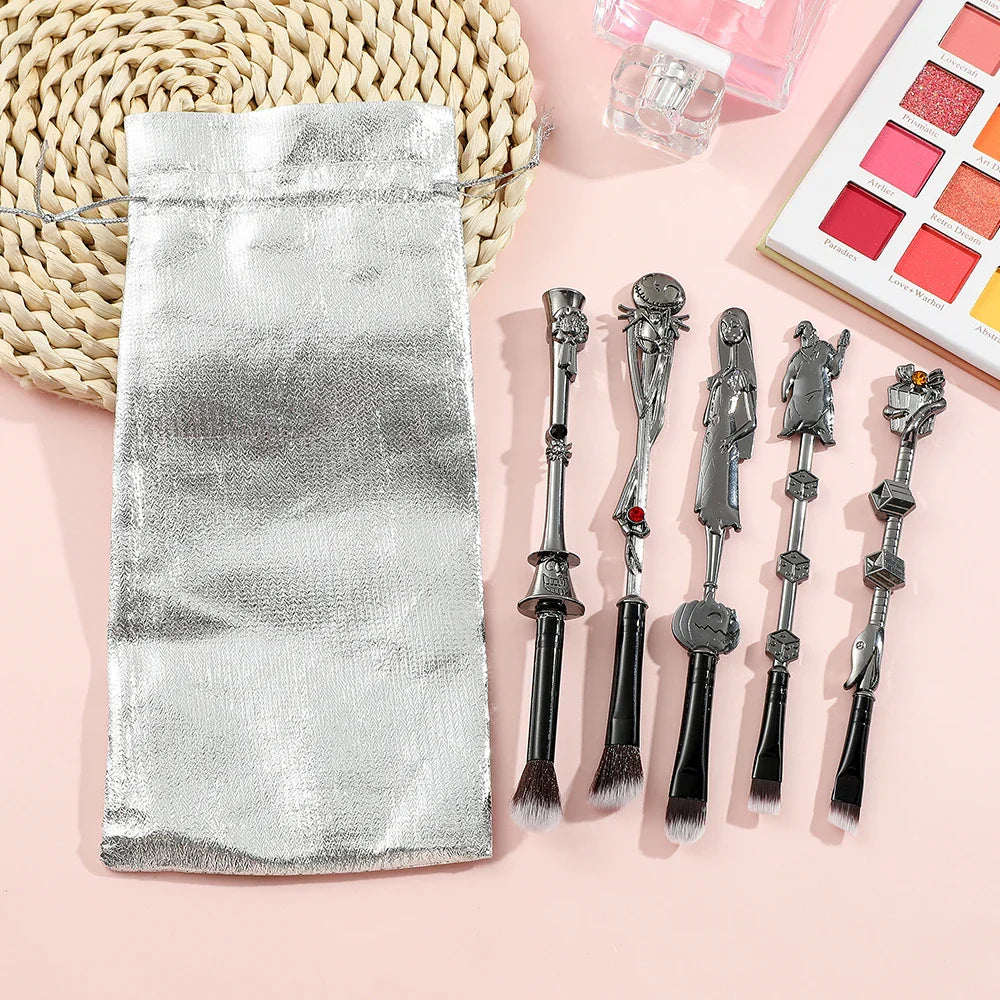 5pcs/set The Nightmare Before Christmas Makeup Brushes Movie Makeup Brush Set for Women Girls Halloween Gift Anime Makeup