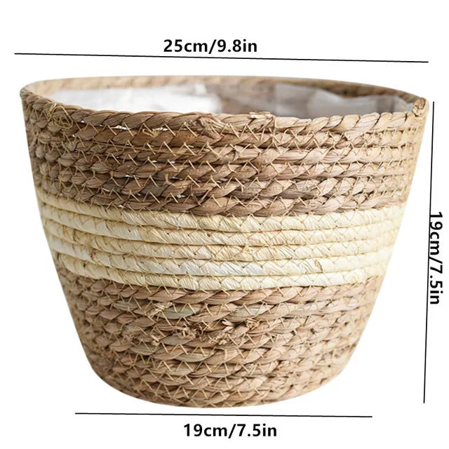Straw Flower Pot Weaving Flower Plant Basket Grass Planter Basket Indoor Flower Pots Cover Plant Containers for Plantable Plants