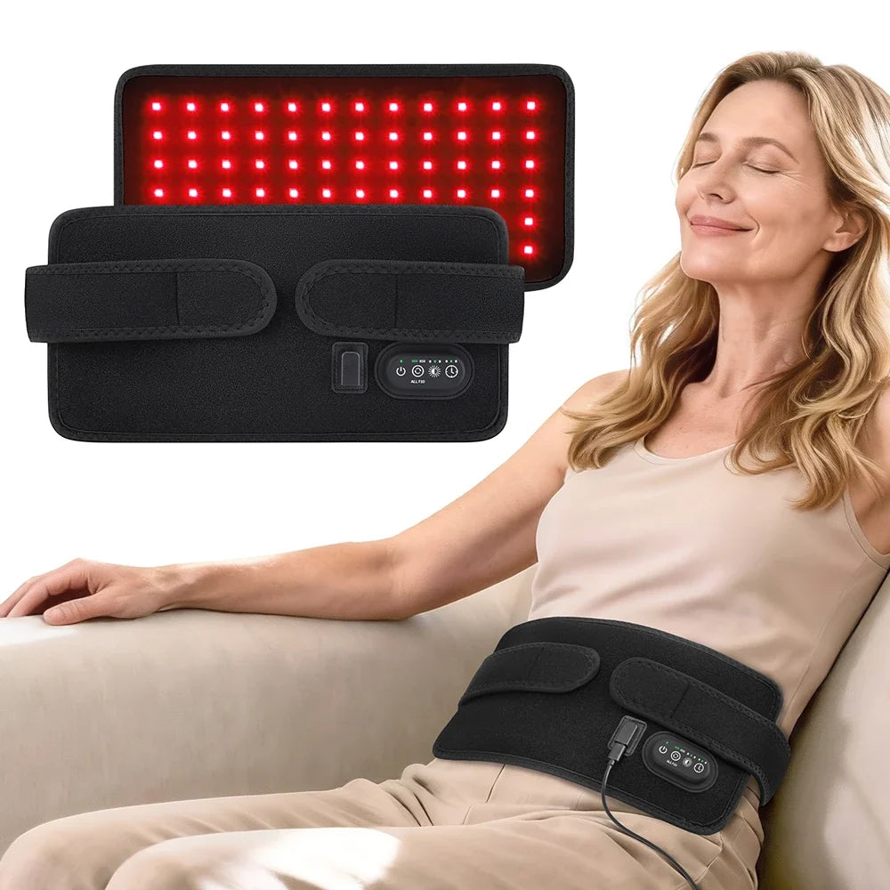 72 LEDs Red Light Therapy Pad Home Use 660nm 850nm Near Infrared Waist Massager Belt for Back Abdomen Leg Muscle Relaxation Wrap