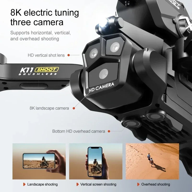 K11Max Rc Professional Drone three Camera Water Bomb Drone Aerial Vehicle 8K HD Opticals Flow Aerials Security Monitoring Drones