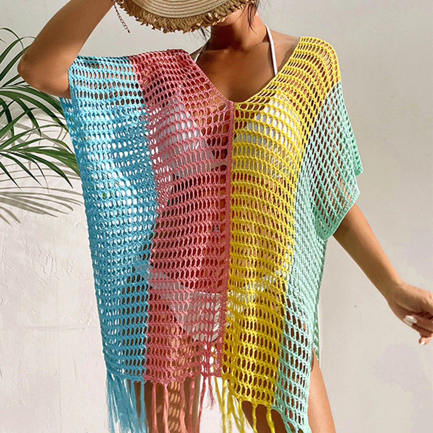 Beach Dress Tunic Cover Ups For Women Pareo Up Cpae Outfits Cover-Ups Female Summer 2024 New Knitted Sarong Bath Exits Saida