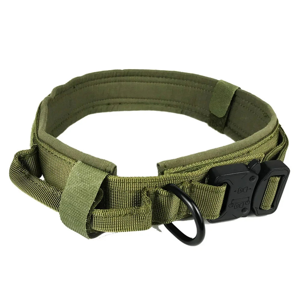 actical Dog Collar  Adjustable Military Training Nylon Dog Collar with  Heavy Metal Buckle for Medium and Large Dogs