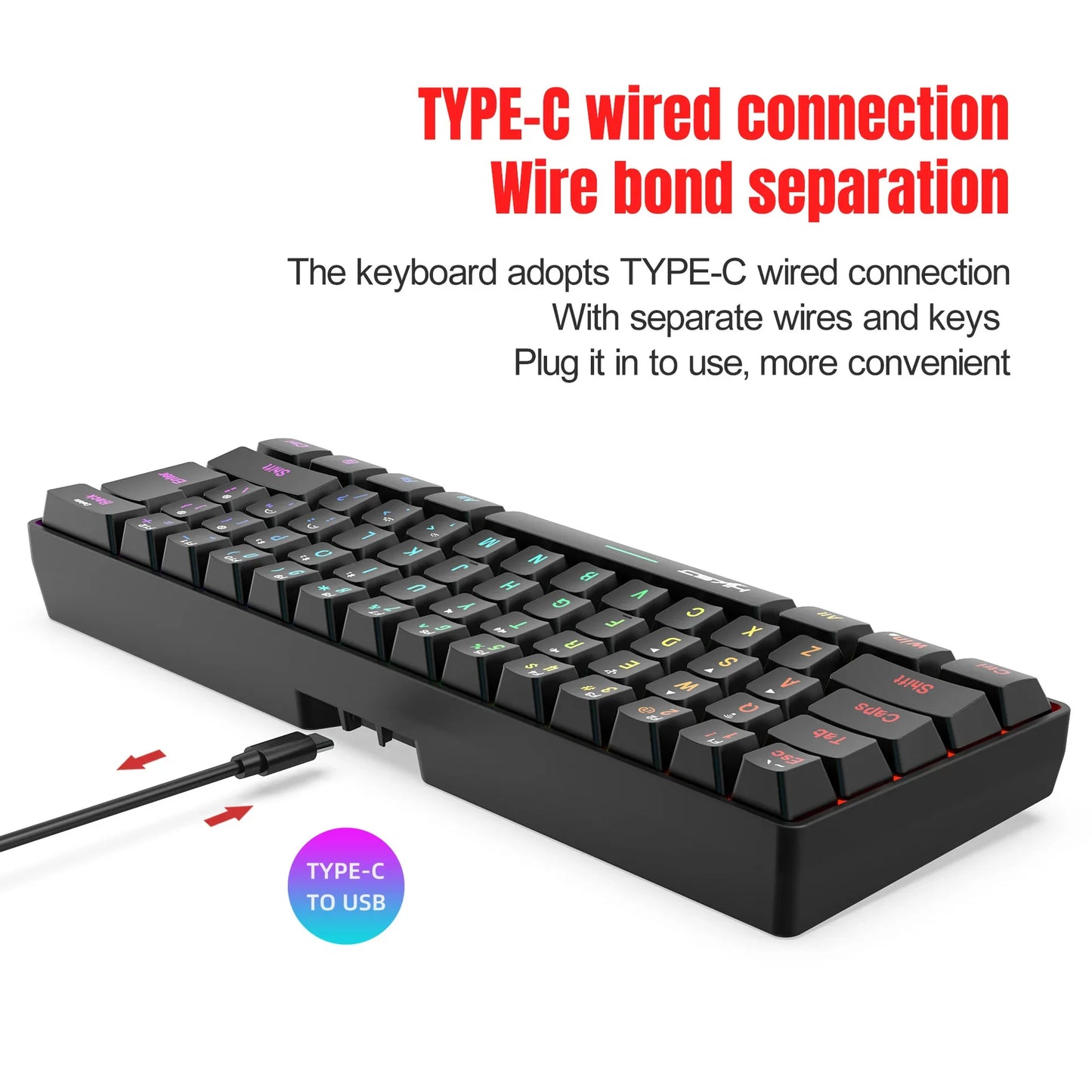 Wireless Bluetooth Keyboard and Mouse Combo, 60% Compact Design, 2.4GHz, White Gamer Set for PC
