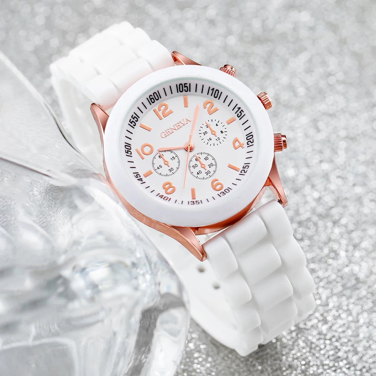 4PCS Women's Watches Fashion SIlicone Band Arabic Dial Quartz Watch Set（Without Box）