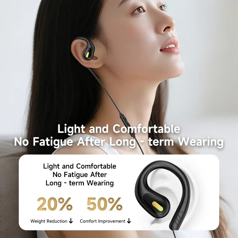 YX2 Clip-on Wired Control Type C&3.5mm Headphones 9D Surround Sound Bass Earbuds Sports Gaming Headset ENC Earphones For Samsung
