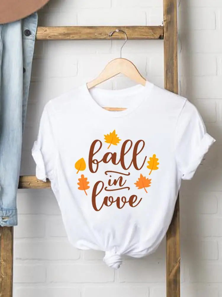 Pumpkin Sweet Lovely Cute Women Graphic Ladies Print Tees Clothing Lady Fall Autumn Halloween Thanksgiving Style T T-shirts