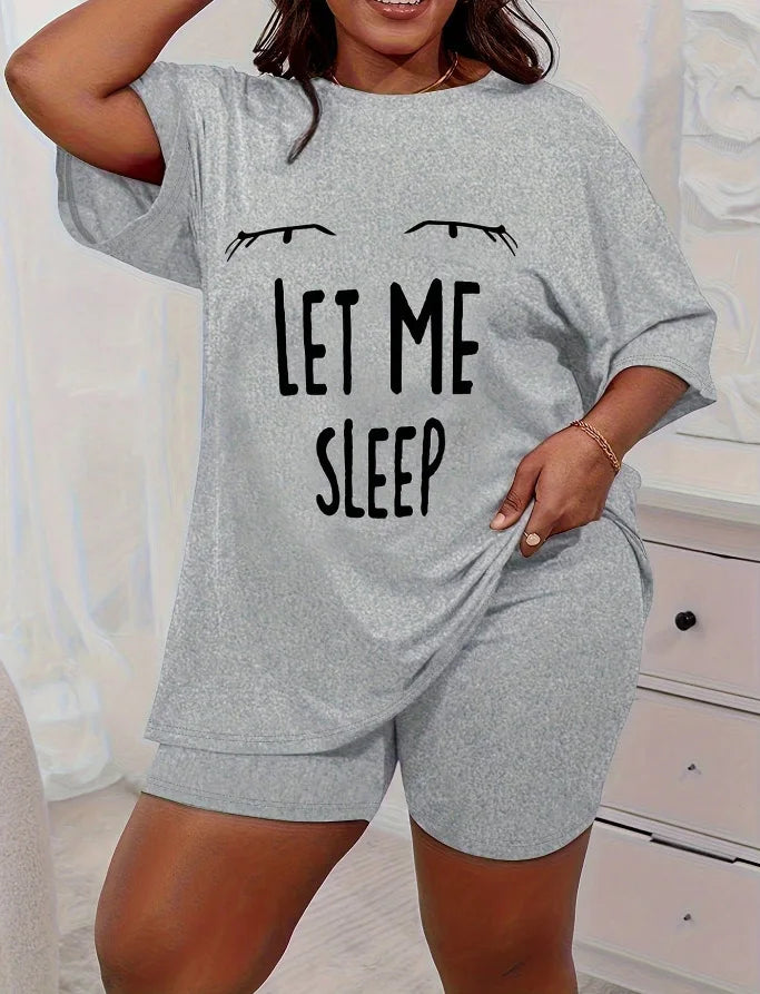 Summer Womens Sleepwear Set T Shirt Shorts Oversized Comfortable Home Outfit