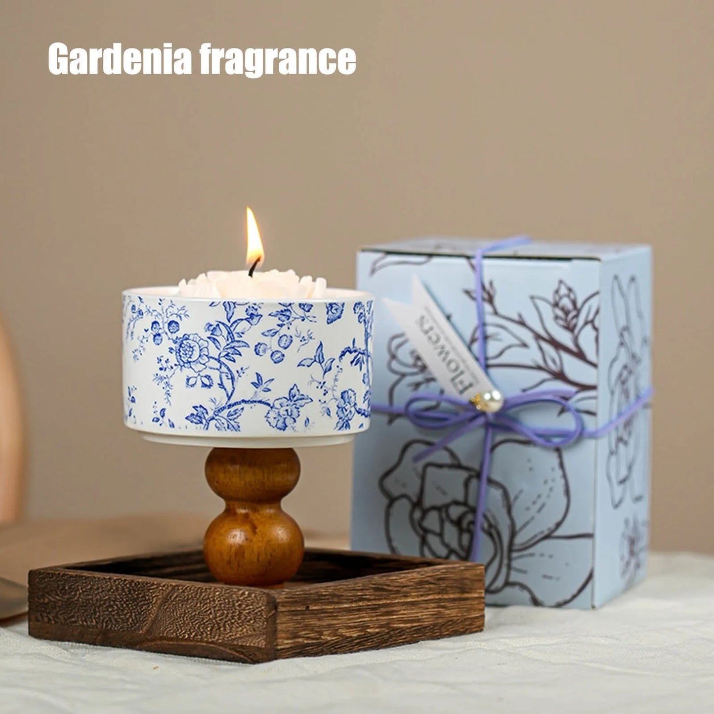 Scented Candles with Wooden Wick Decorative Aromatic  Flameless