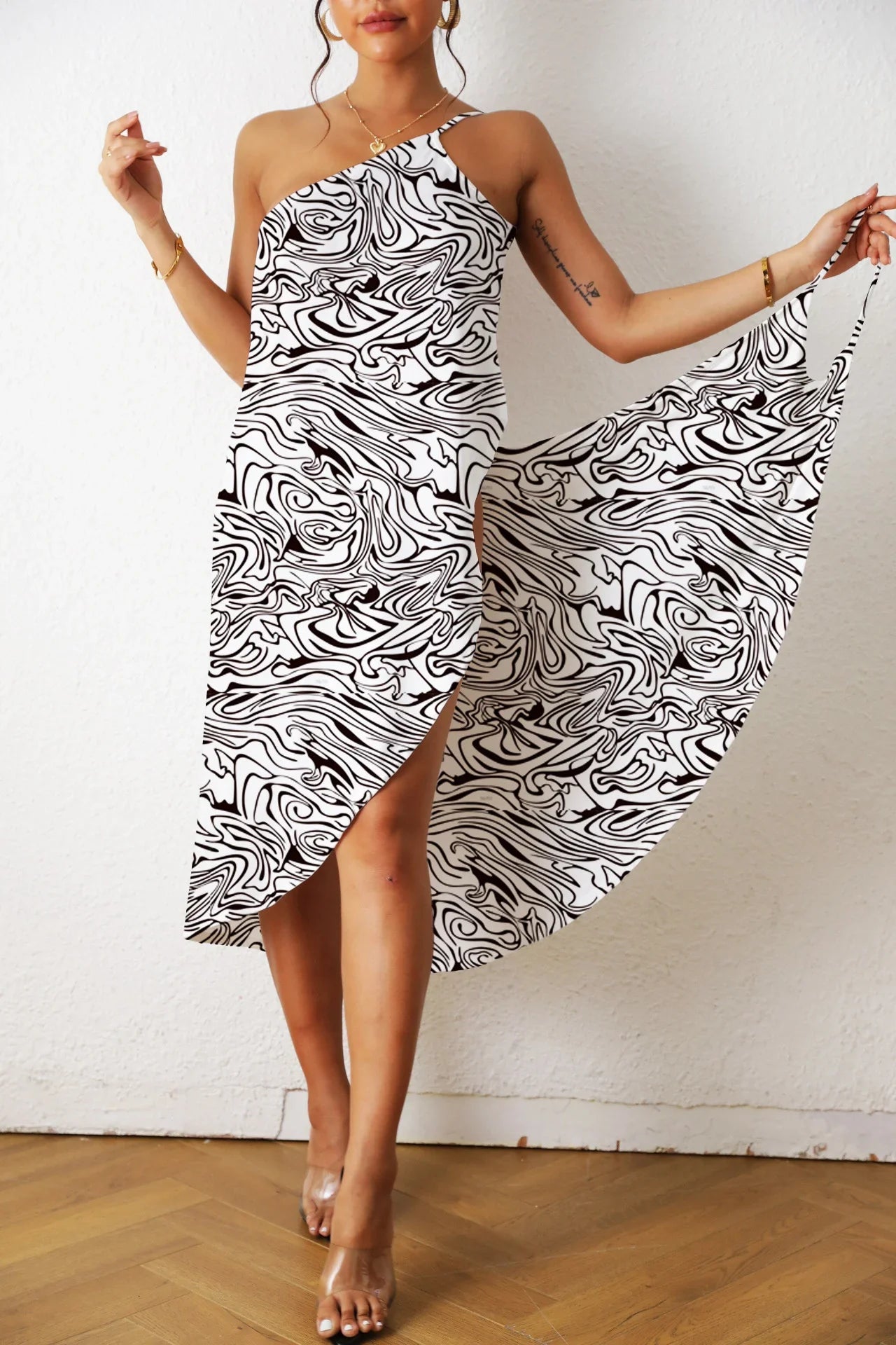 2024 Women's Print Sexy Beach Swimsuit Dress Women Solid Color Wrap Bikini Cover Up Dresses