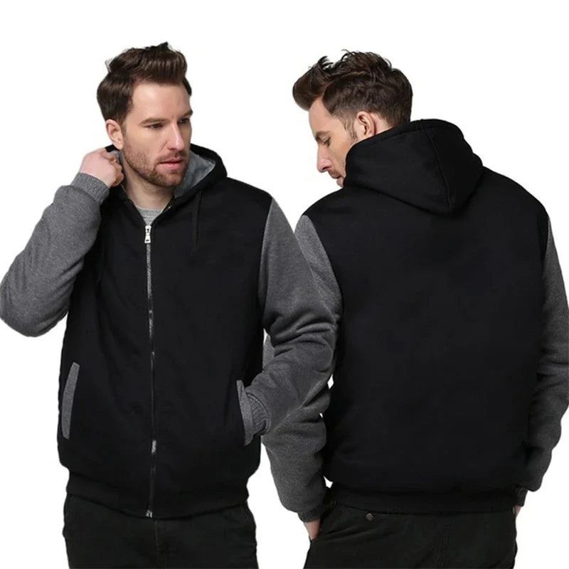 Men's Jacket Winter Camouflage Fleece Thicken Hooded Jackets, Casual Zip Up Hoodies Streetwear Coats.