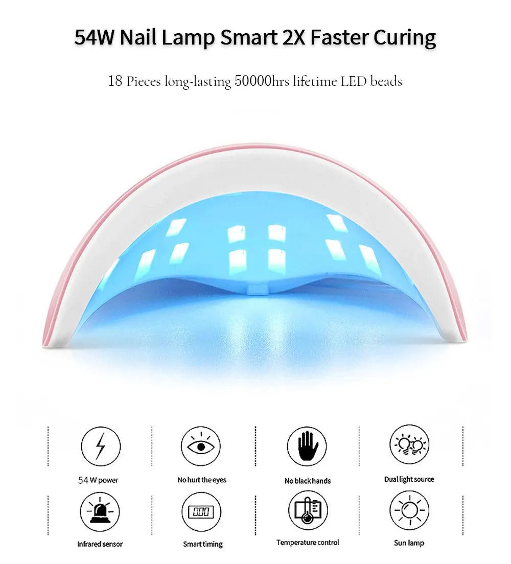 LED Nail Dryer Lamp For Nails 18 UV Lamp Beads Drying All Gel Polish USB Charge Professional Manicure Equipment