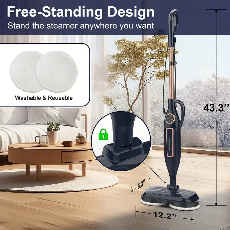 Steam Mop Cleaner with Rotating Mop Pad 10 in 1 Lightweight Spin Mop 1300W Powerful Floor Steamer for Home Hardwood Laminate VM6