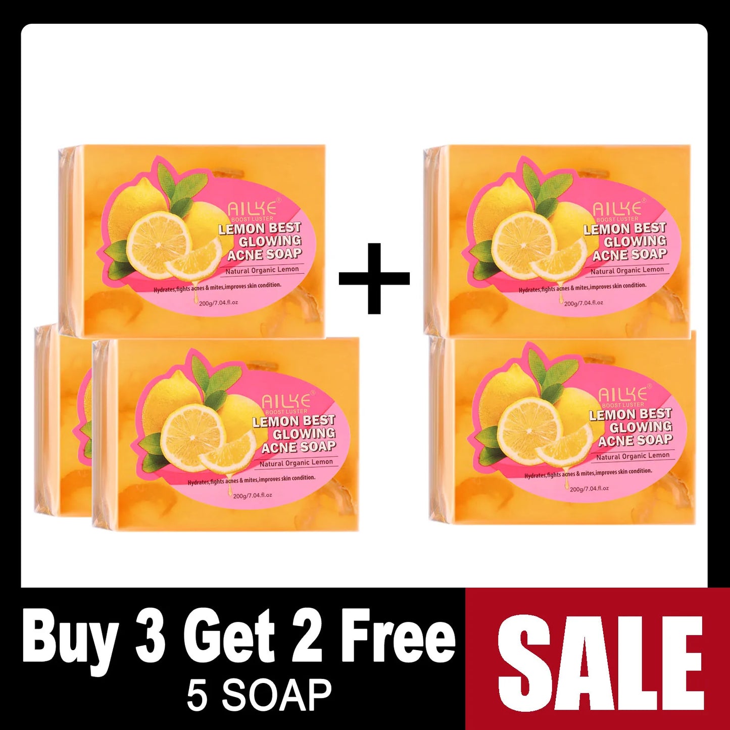 AILKE Spots Remover Soap Bars, Deep Cleansing, Moisturizing, Skin Glow, with Natural Lemon, Olive Oil, Cruelty Free Body Wash