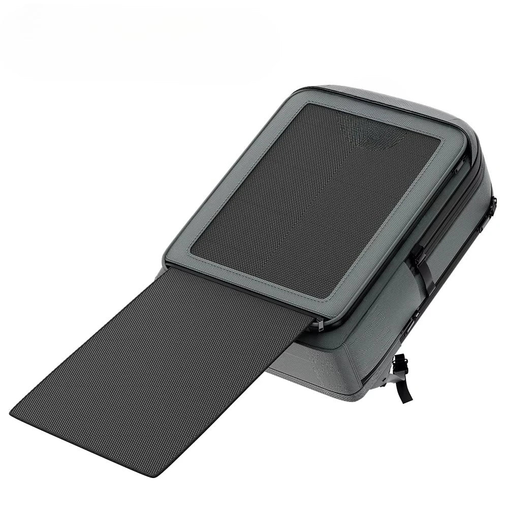 Custom waterproof solar backpack with 30W solar panel, capacity 20-35L, USB-A+C output, suitable for hiking, camping, traveling