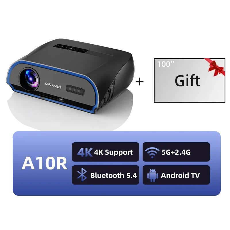 CAIWEI A10R Projector 4k Android for Home Full HD 1080P Auto Focus Wifi 6 3800 ANSI Smart TV Portable Beam projetores no brasil