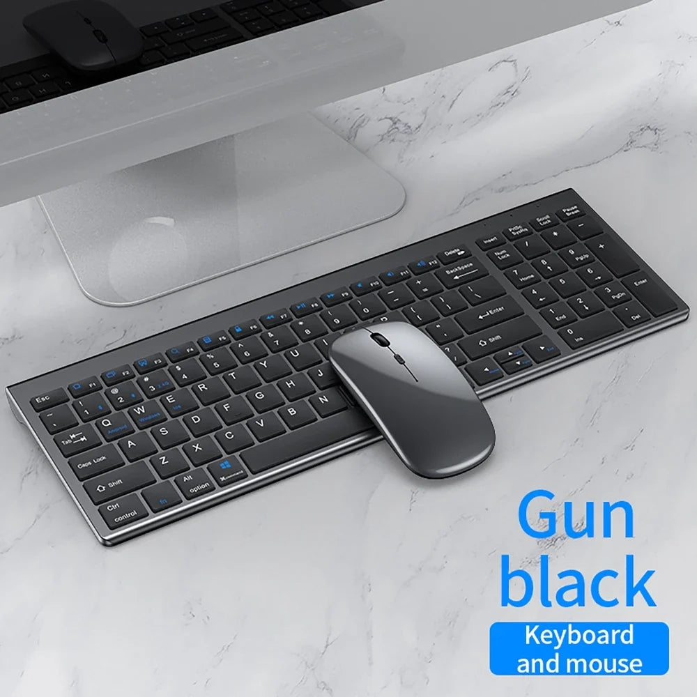 2.4G Wireless & bluetooth Keyboard Mouse Set Rechargeable Ultra-thin Computer Office Gaming Silent Slim Keyboard Mouse for ipad