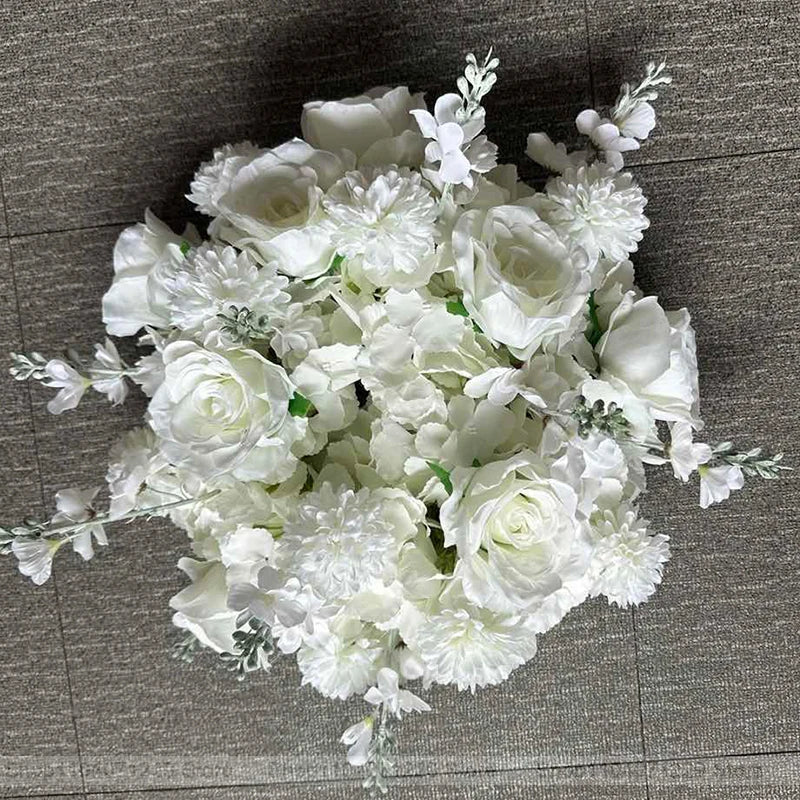 Red White Customized Artificial Rose Delphinium 50cm Flower Ball Wedding Decor Table Centerpieces Flower Decor Event Road Props