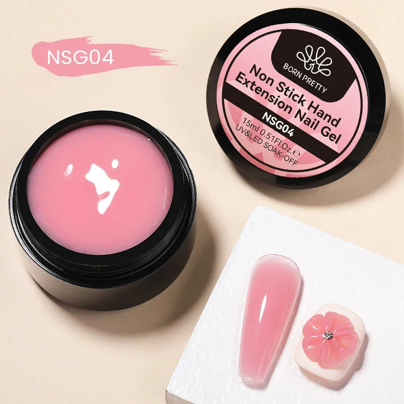 BORN PRETTY Non Stick Hand Solid Extension Nail Gel Polish Clear Pink Nude Aurora Luminous 3D Modeling Carving Nail  Gel