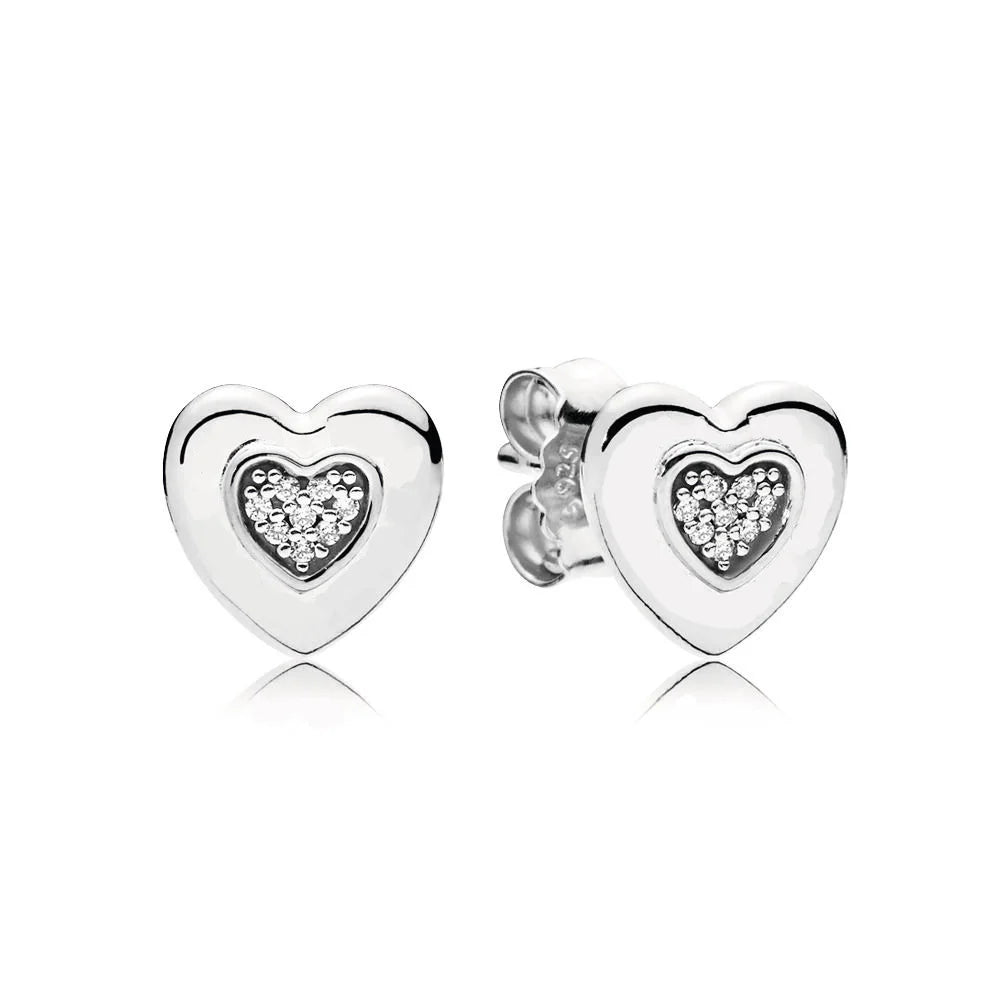 925 Sterling Silver Stud Earring Love Heart Crown Hoop Signature Logo Earrings For Women Making Wedding Party Engagement Jewelry