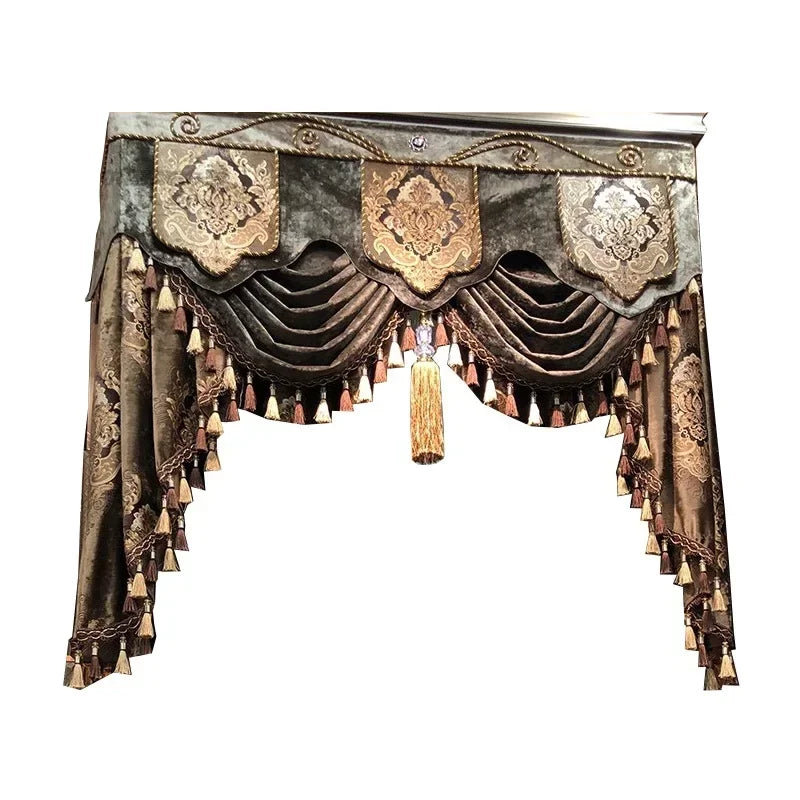Curtains for Living Room, Dining, Bedroom, High Window Luxury Print Velvet Carved Gold