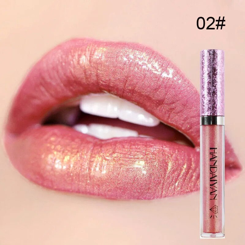 4 Colors Metallic Lip Gloss Liquid Lipstick Glitter Waterproof Long Lasting Non-stick Cup Cosmetics Shimmer Lips Tint Makeup