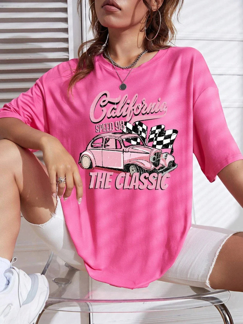 California Classic Racing Print Female T Shirt Cool Soft Tshirt Breathable Summer Tee Clothing Hip Hop Oversize Women'S Tops