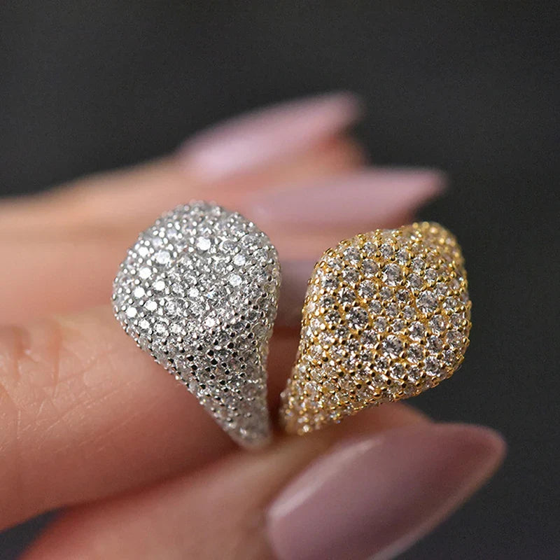 Knobspin S925 Sterling Silver 18k White Gold Plated Full Diamonds Sparkling Rings For Women Men Party Fine Jewelry
