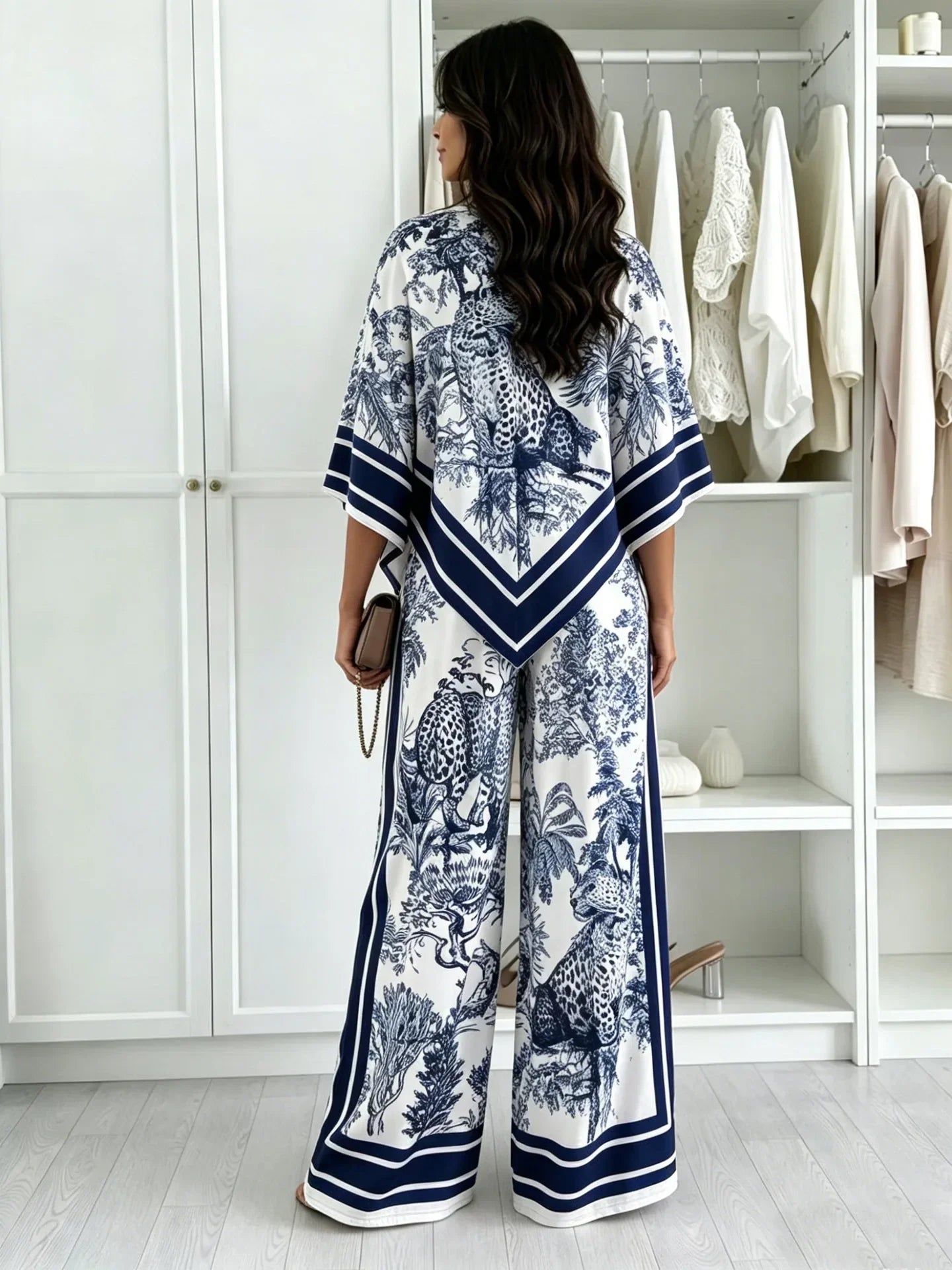 2026 New Women Sets Spring Summer Boho Fashion Printed Matching Set Floral Print Top With Position Print Pants Two Piece Outfit