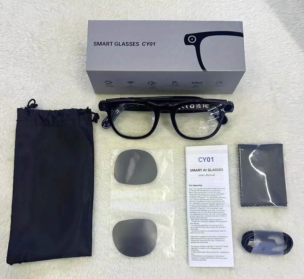2 in1 4K Smart AI Glasses, 800W pixel AI Shooting Camera, HD Photo Video, Voice Call Translation ,Waterproof Bluetooth AI Glasses.