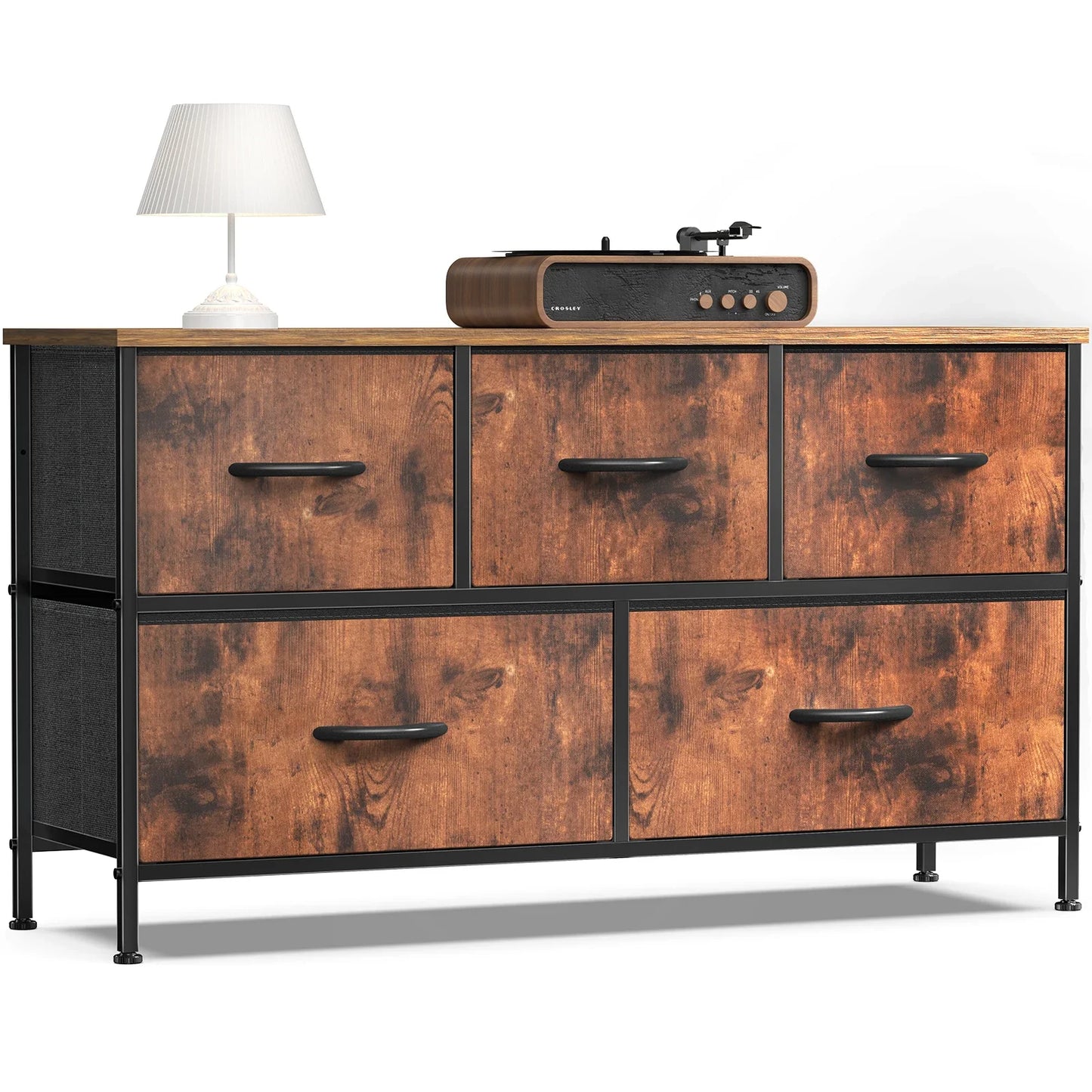 Living Room Display Cabinet  With 5 Fabric Drawers.  Steel Frame Assembly for Clothes.