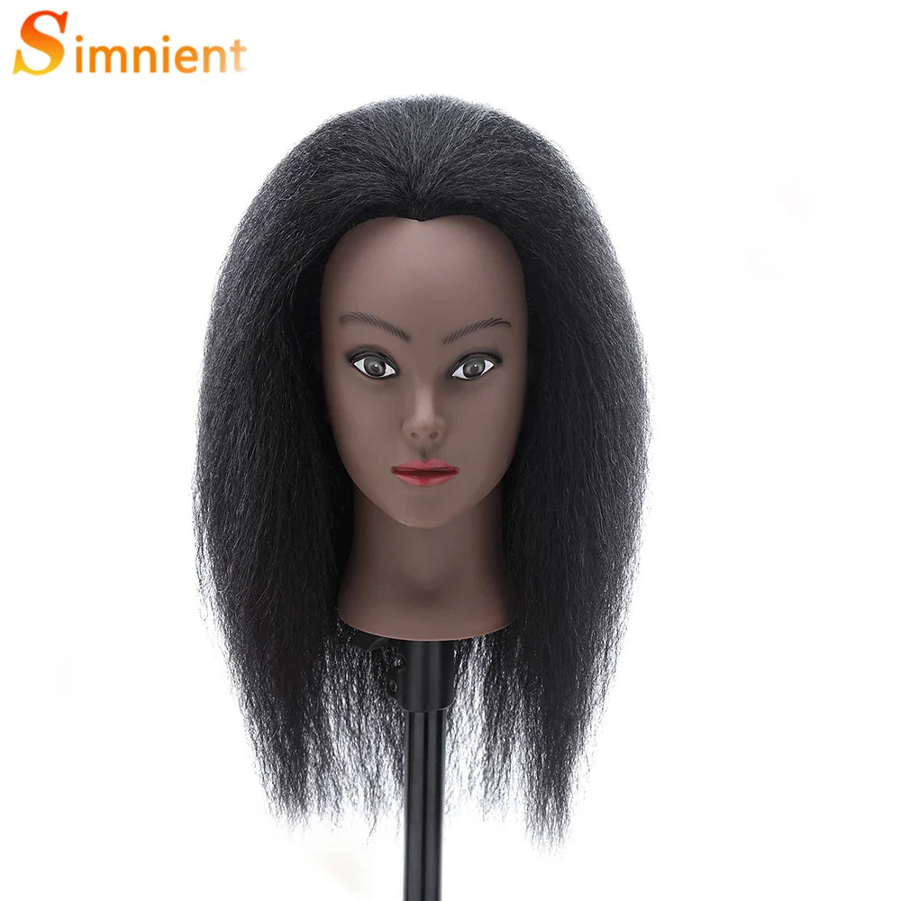 Female African Mannequin Head With 100% Real Hair, For Styling Braiding.