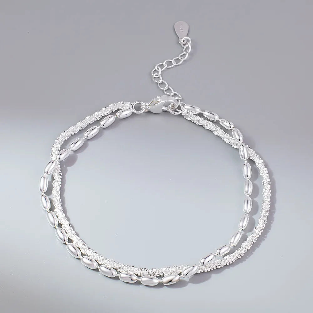 925 Silver Plated Cubic Zirconia Four Leaf Clover Bracelet for Women