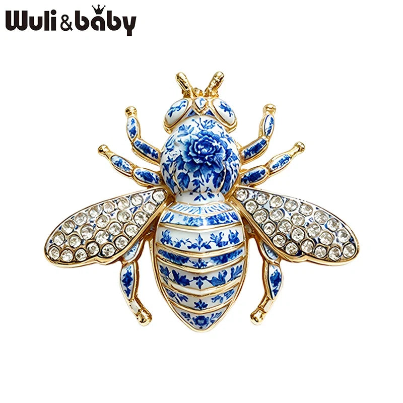 Wuli&baby Cute Rhinestone Bee Brooches For Women Unisex 5-color Beautiful Insects Party Office Brooch Pins Gifts