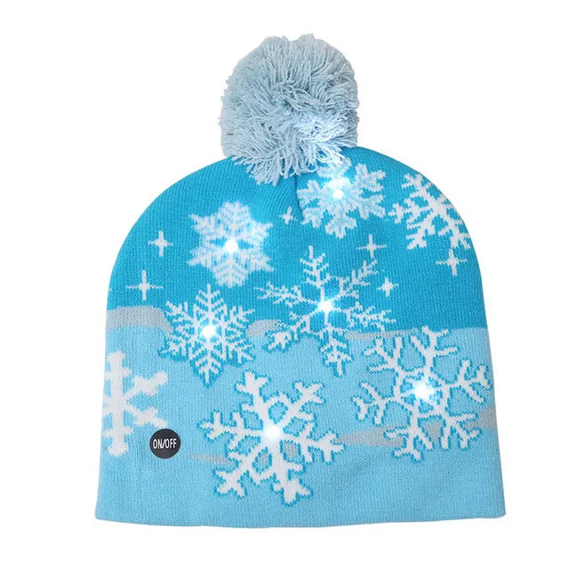LED Christmas Hat Creative Flashing Led Light Knitted Hat Snowman Winter Warm Color Knitted Cap Christmas Gift