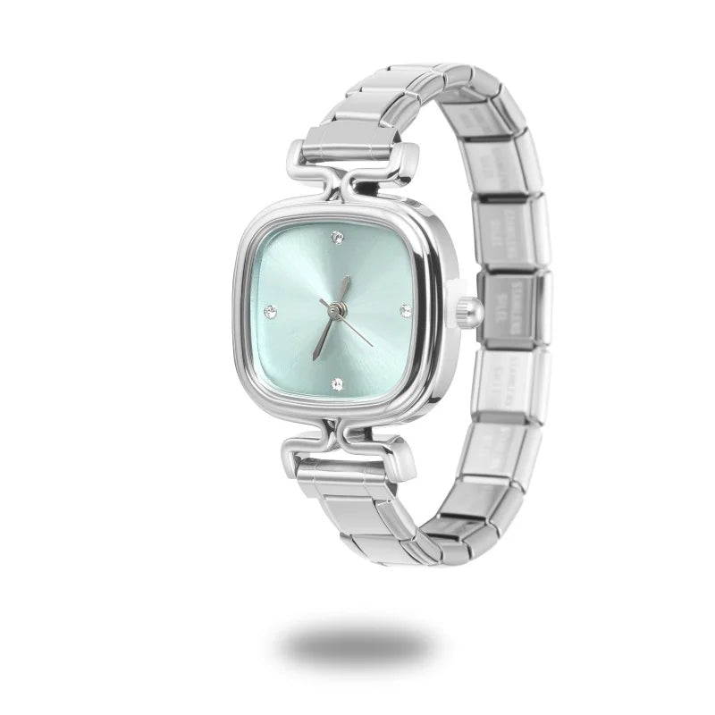 1PC 's Stainless Steel Round Simple Watch Bracelet Bangle for Friend