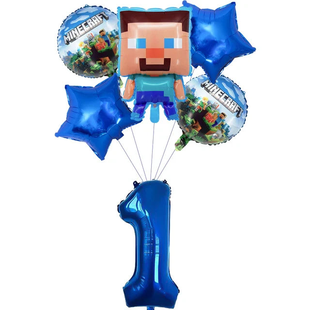 Miner Crafting Pixel Video Game Party Decor Disposable Tableware Cup Plate Tablecloth Balloon Baby Shower Kid Boy Party Supplies