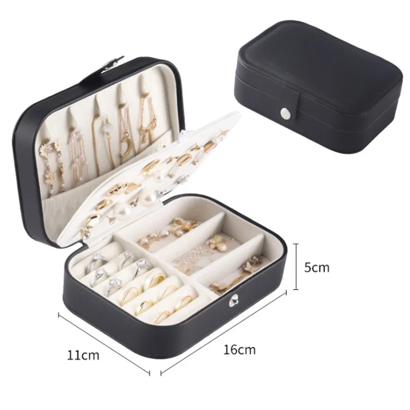 2022 Portable Jewelry Box Jewelry Organizer Display Travel Jewelry Case Boxes Button Leather Storage Zipper Jewelers Joyero