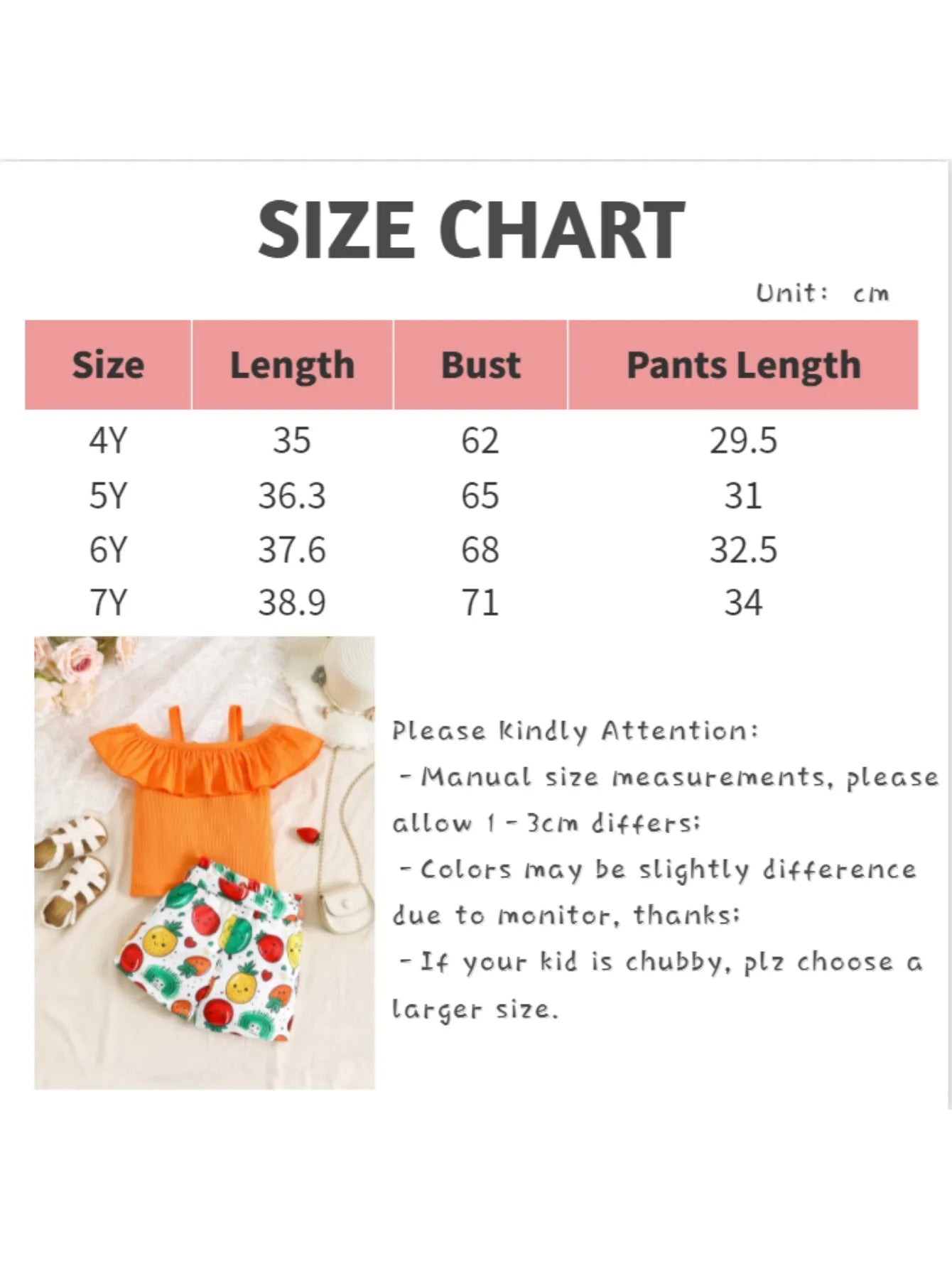 2PCS Child Girl Clothes Set Shoulder Leakage Short Sleeve Top+Flower Shorts with Bow Summer Lovely Wear for Kid Girl 4-7 Years