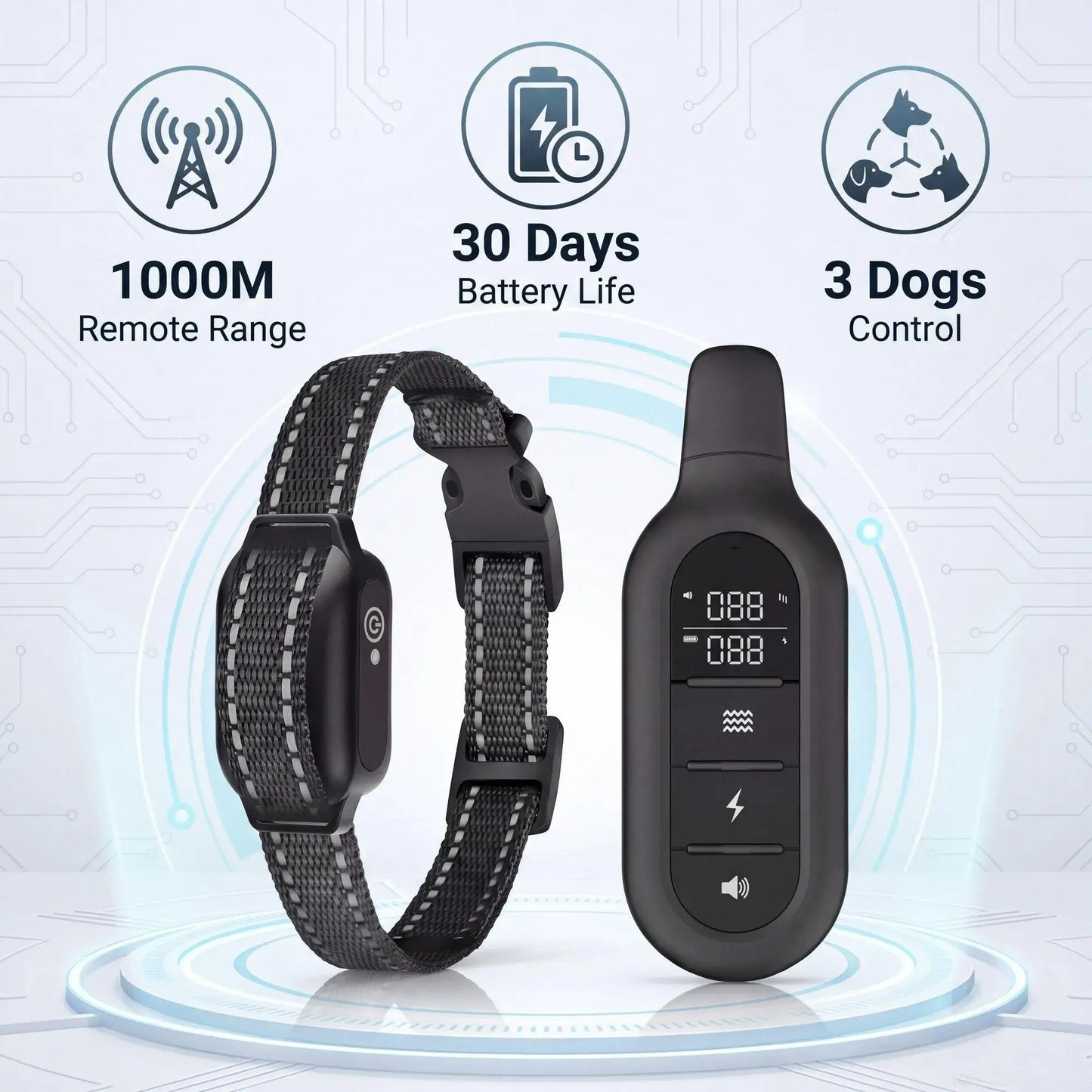 1000M Dog Training Collar Remote Control, Waterproof Rechargeable Dog Bark Collar with Shock Vibration Modes for All Dogs