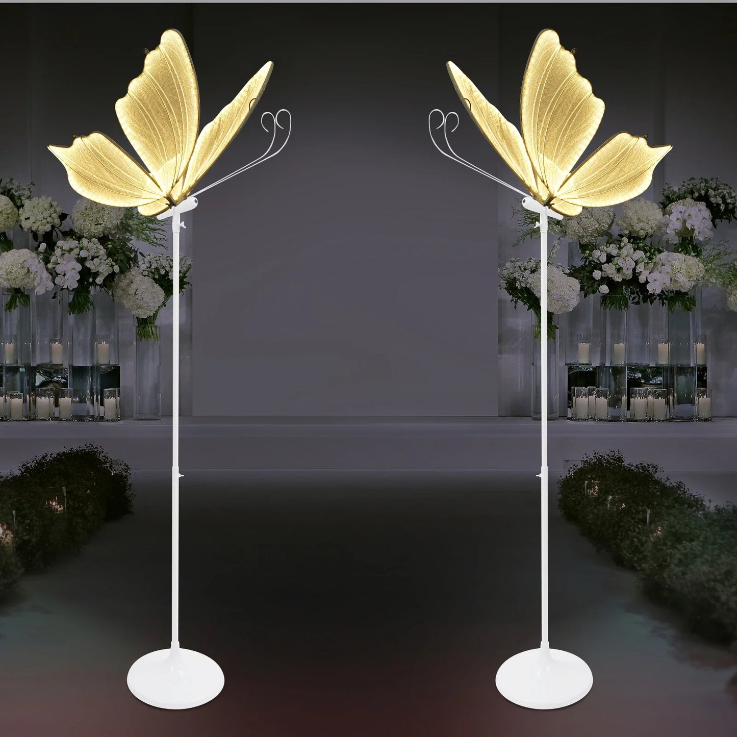2PCS 48W Romantic Butterfly Floor Lamp,Wedding LED Light,Creative Butterflies Decoration Lights, Road Pilot Lamps for Home,Totel