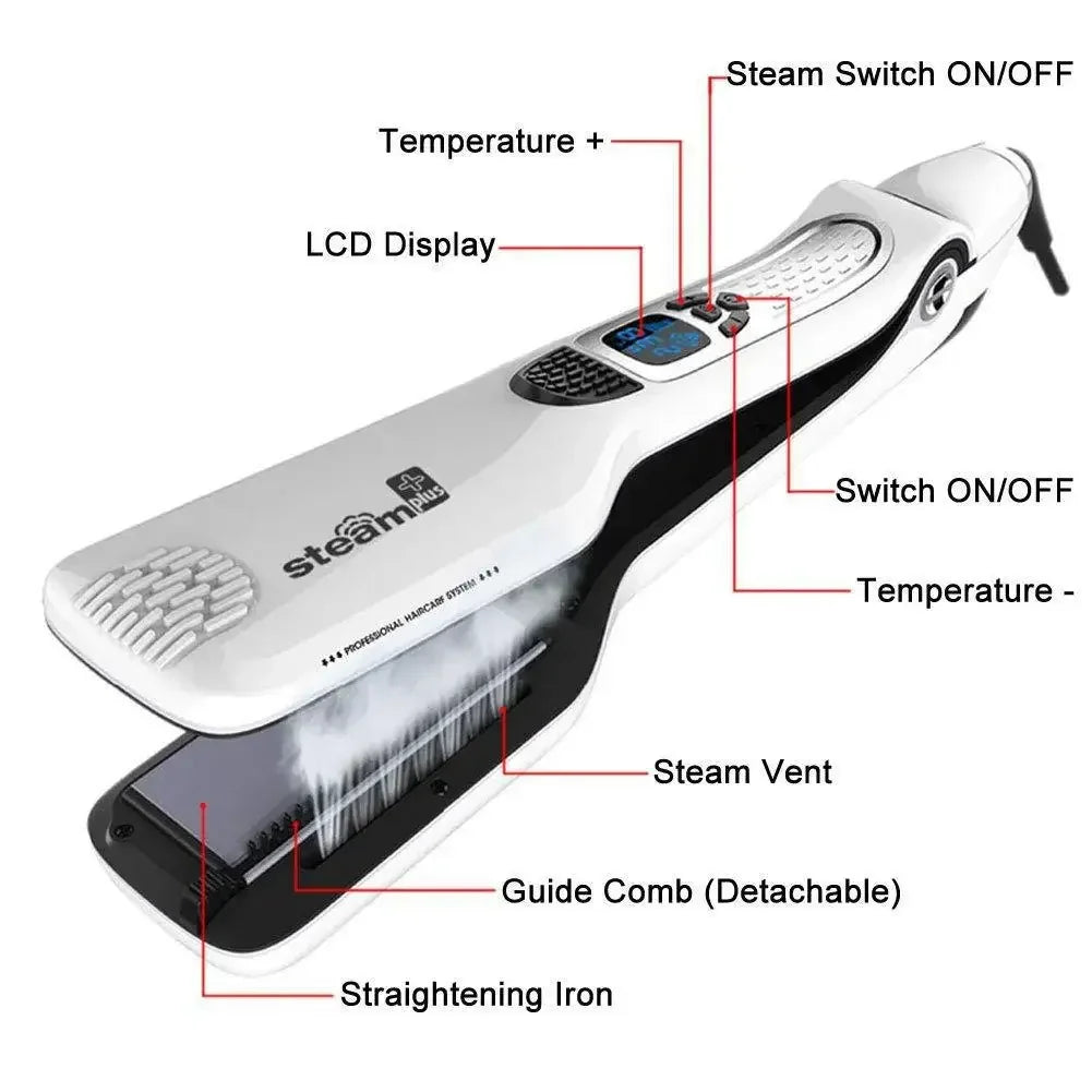 Best Seller Wide Plate Steam Hair Straightener Temperature Controlled Perm Negative Ions Do Not Hurt Hair Ceramic Plate Straight
