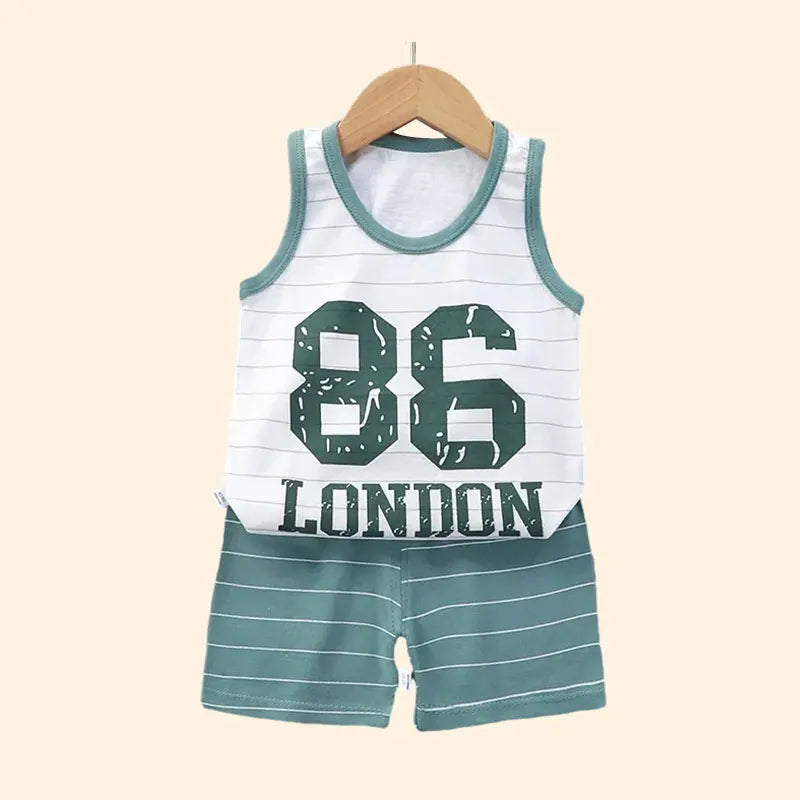 Children Sets Kids Clothes Boys Girls Summer Children's Clothing baby Cotton Sleeveless Set