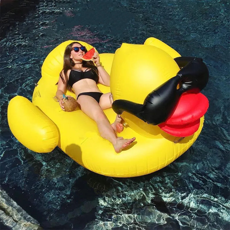 Thickened Swimming Pool Floating Bed Air Mattress water toys PVC infltable big yellow duck floating mat Floating Row