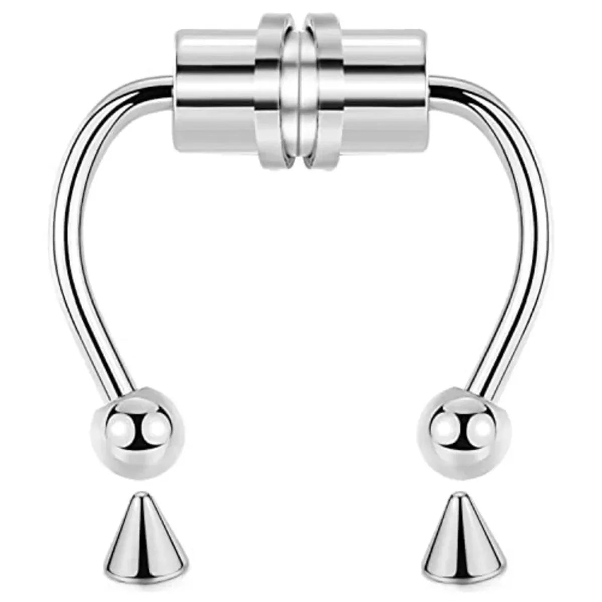 1/2/3/4/5pcs Fake Magnetic Stainless Steel Nose Rings, Non Piercing