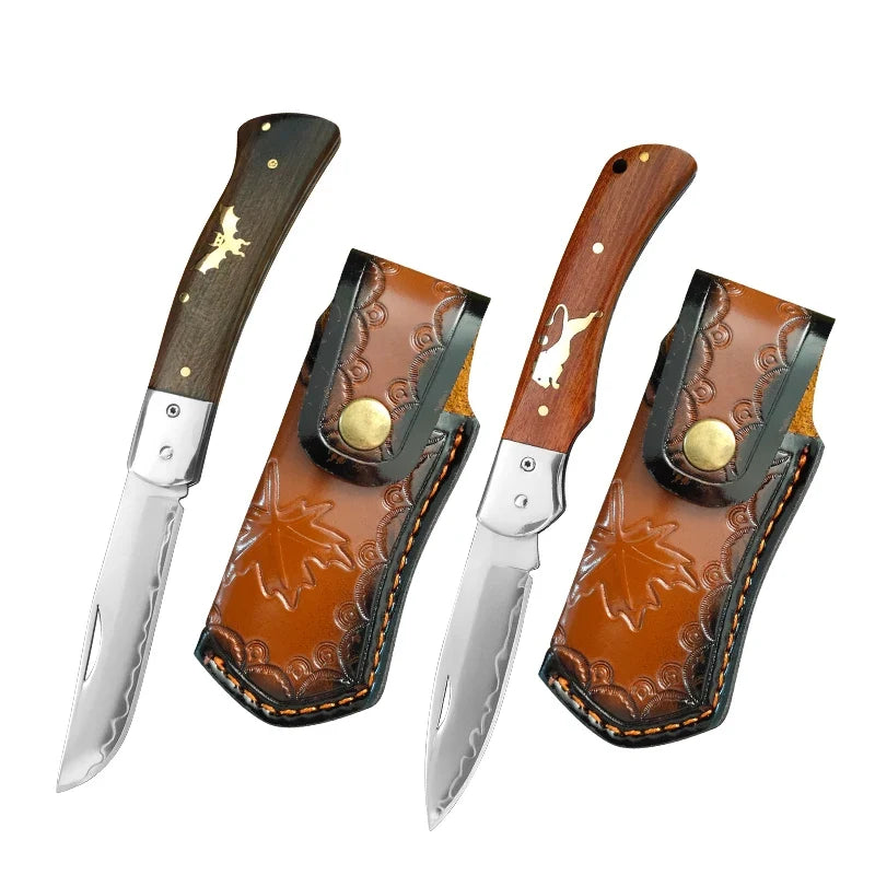 Super Sharp Damascus VG10 Steel Pocket Knife Folding Blade Wooden Handle Kitchen Fruit Meat Vegetable Cutting Knife Holiday Gift