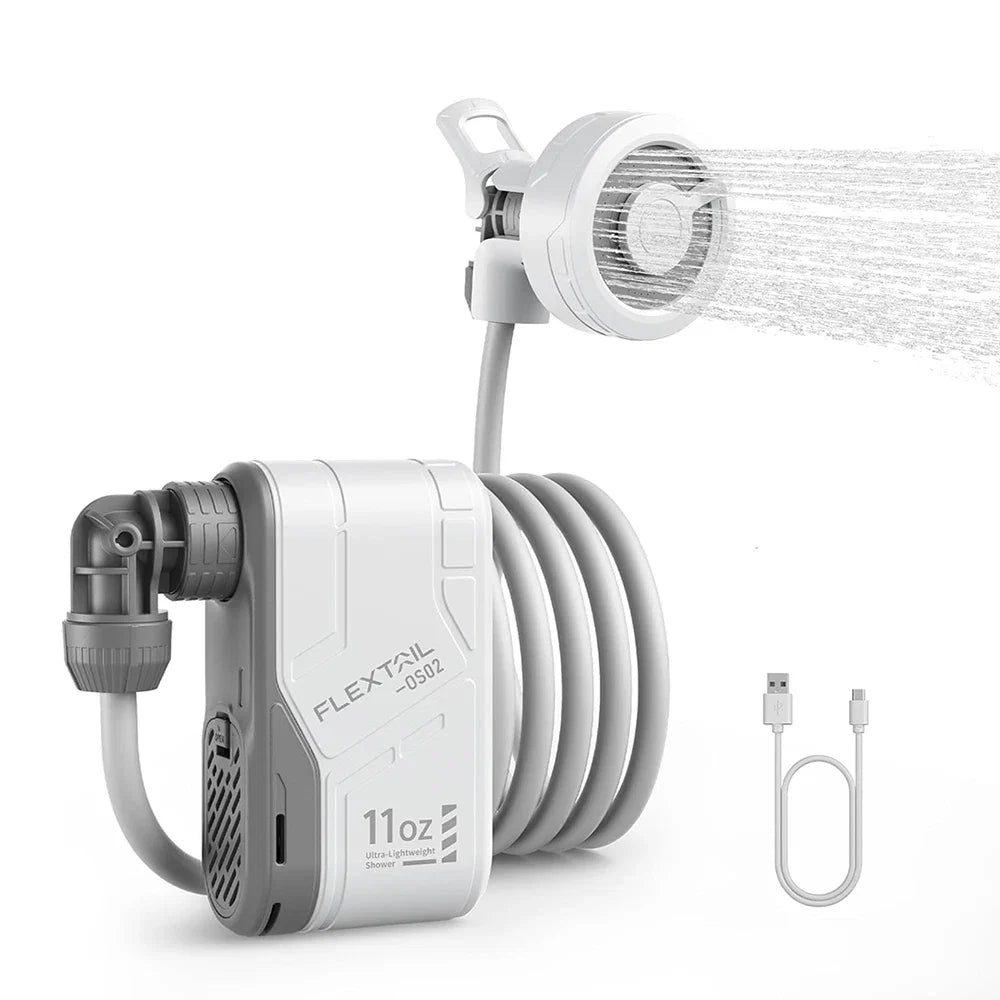 FLEXTAIL Outdoor Camping Shower Portable Without Box Electric Shower Pump IPX7 Waterproof for Outdoor Shower, Car Wash, Dishwash