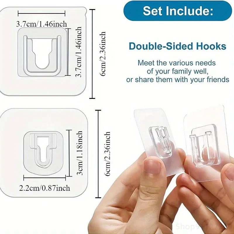 Double Sided Adhesive Wall Hooks Hanger Strong Transparent Suction Cup Storage Socket Hooks Bathroom Kitchen Bedroom Hook Kit
