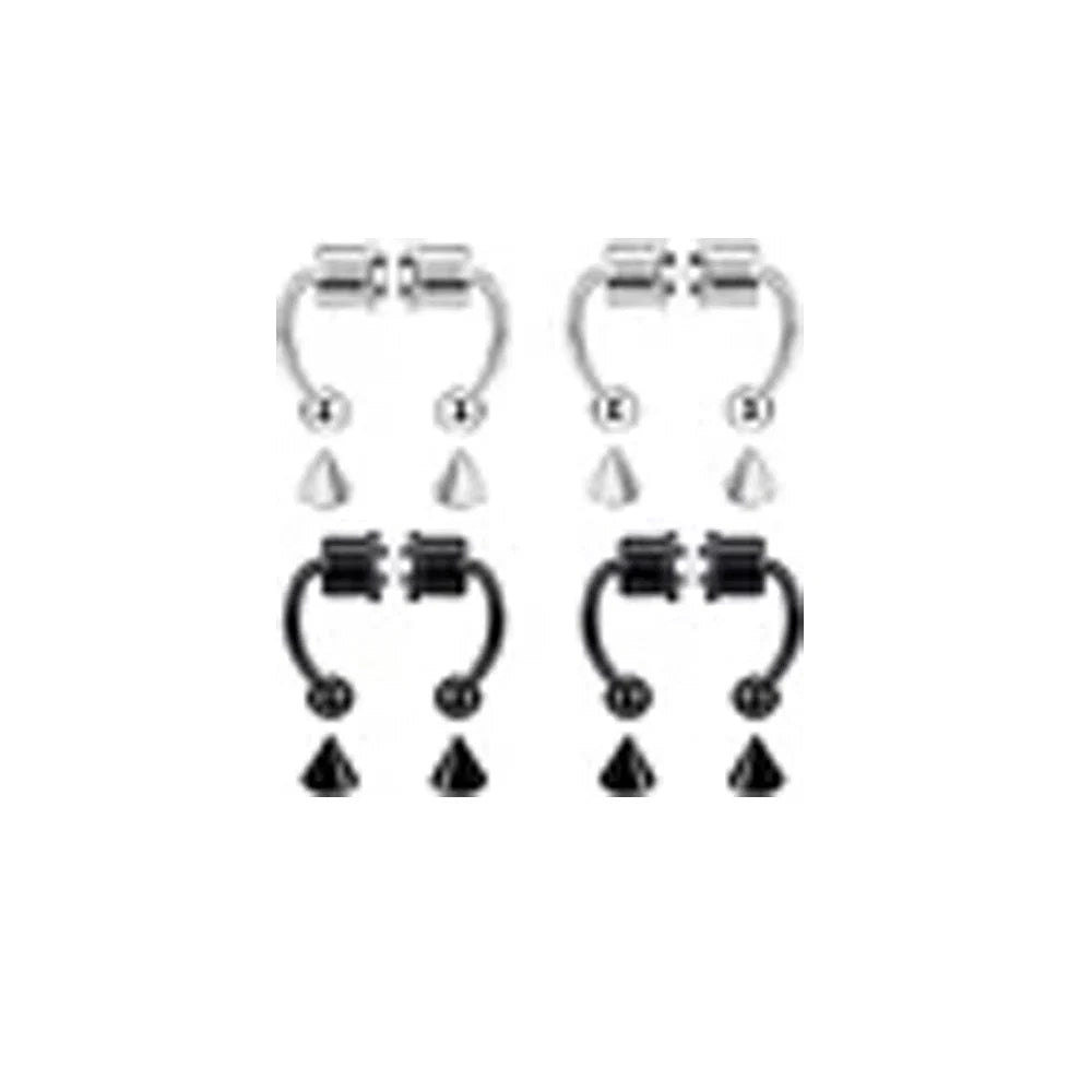 Women Fake Piercing Nose Ring Hoop Septum Non Piercing Nose Clip Rock HipHoop Stainless Steel Magnet Fashion Punk Body Jewelry